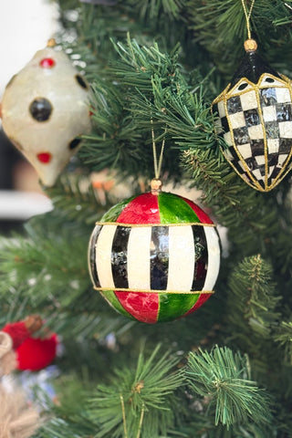 Striped Bauble - Green & Red