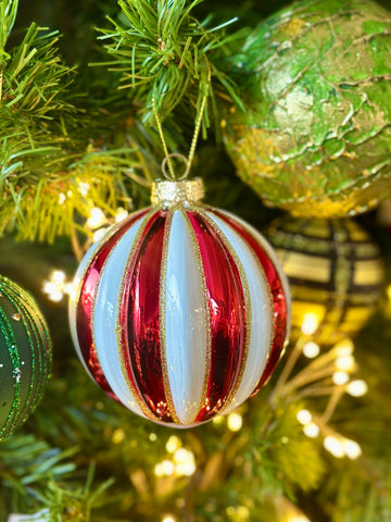 Candy Bauble Glass - Red/White