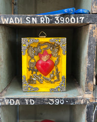 Framed Yellow Heart with Milagros