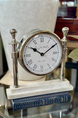 Silver Round Clock Marble Base