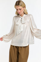 365 DAYS Pussy Bow Top - Champagne - Magpie Style