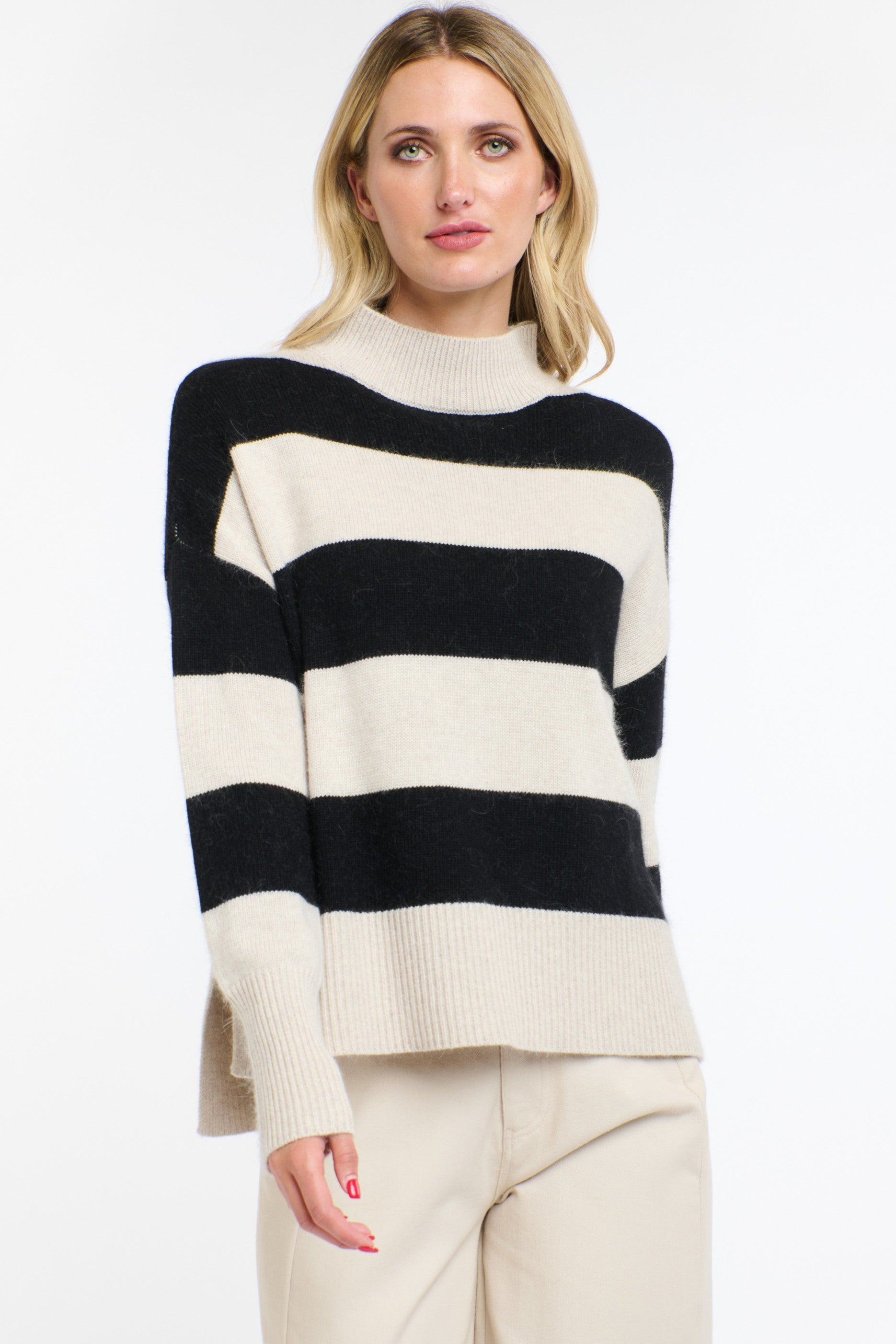 365 DAYS Gracie Angora Stripe Knit - Black/Natural - Magpie Style