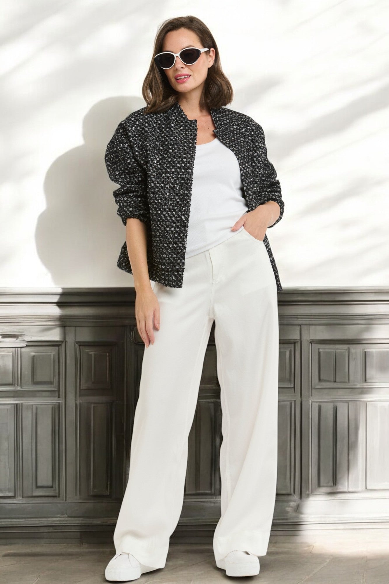 URBAN LUXURY Sequin Bomber - Ink - Magpie Style