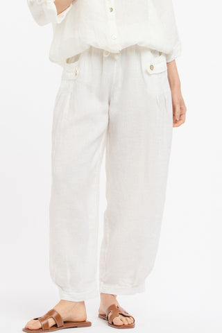 URBAN LUXURY Linen Pants - White