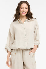 URBAN LUXURY Linen Bomber - Beige