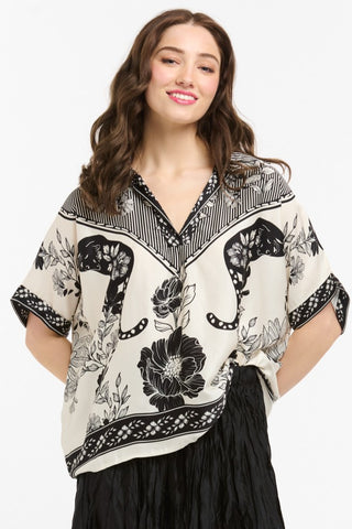 URBAN LUXURY Panther Top - Beige & Black