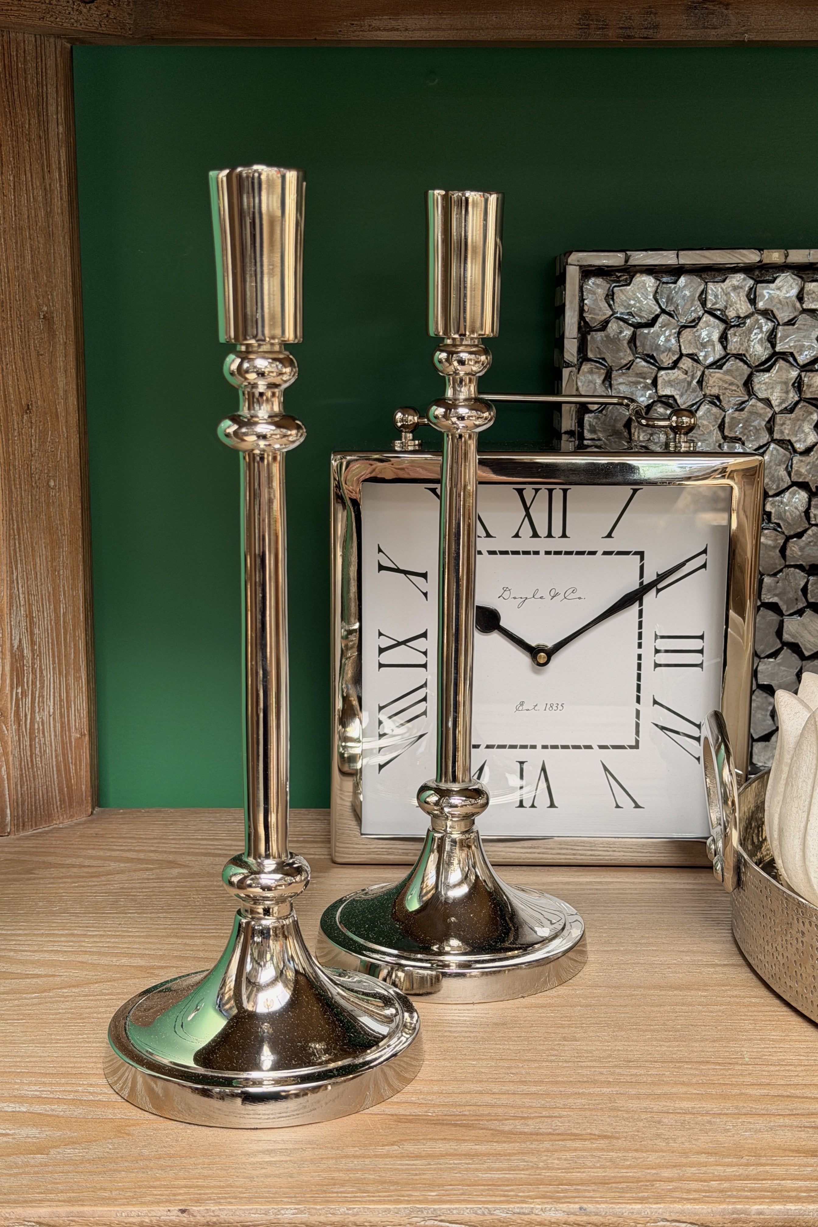 Nickel Taper Candle Holder - Large - Magpie Style