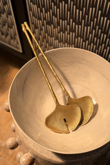 Leaf Salad Servers - Shiny Brass