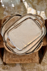 Nickel Plated Aluminium Tray with Natural Rattan Handles - SML