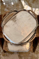 Nickel Plated Aluminium Tray with Natural Rattan Handles - Large - Magpie Style