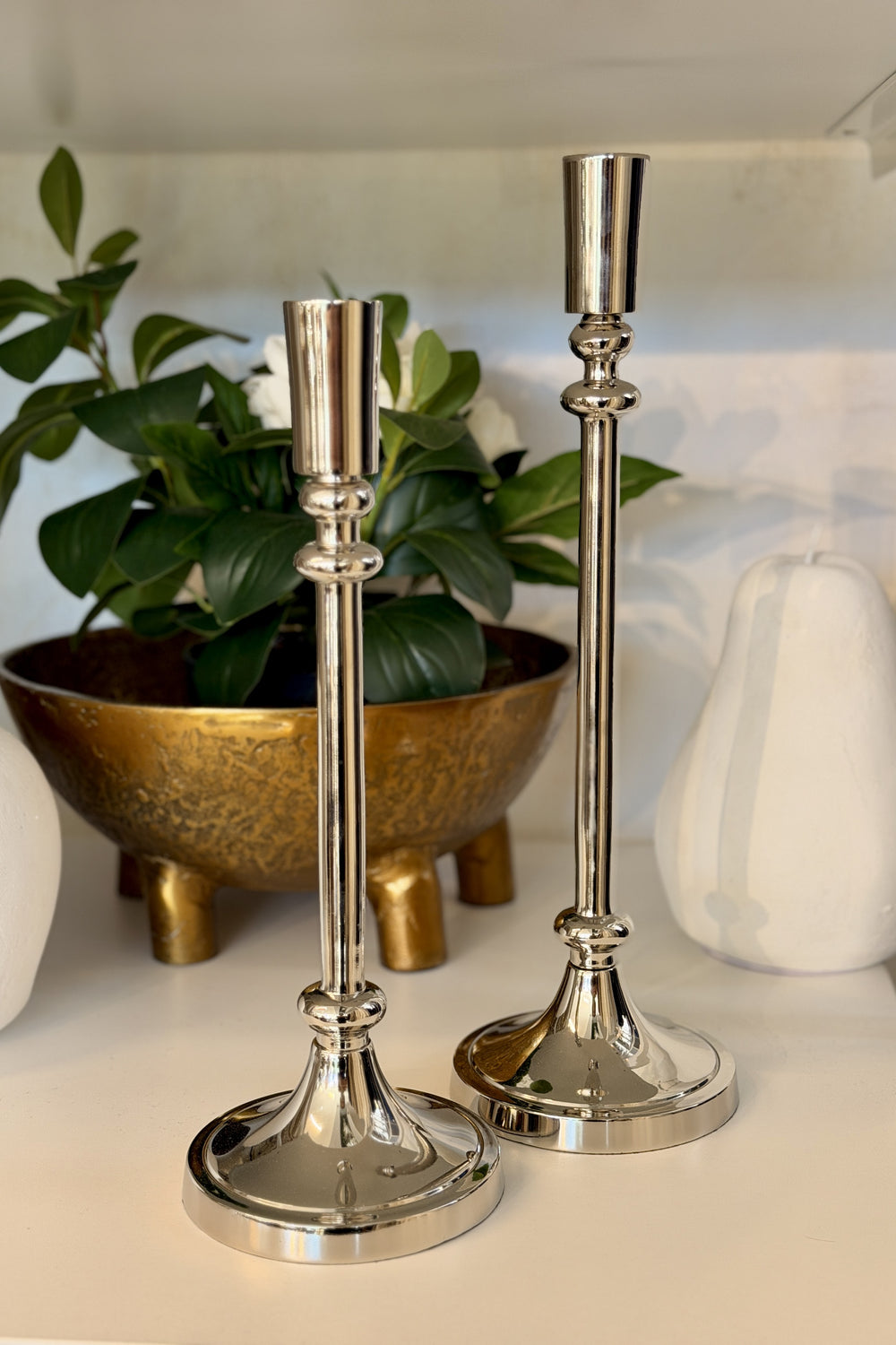 Nickel Taper Candle Holder - Small