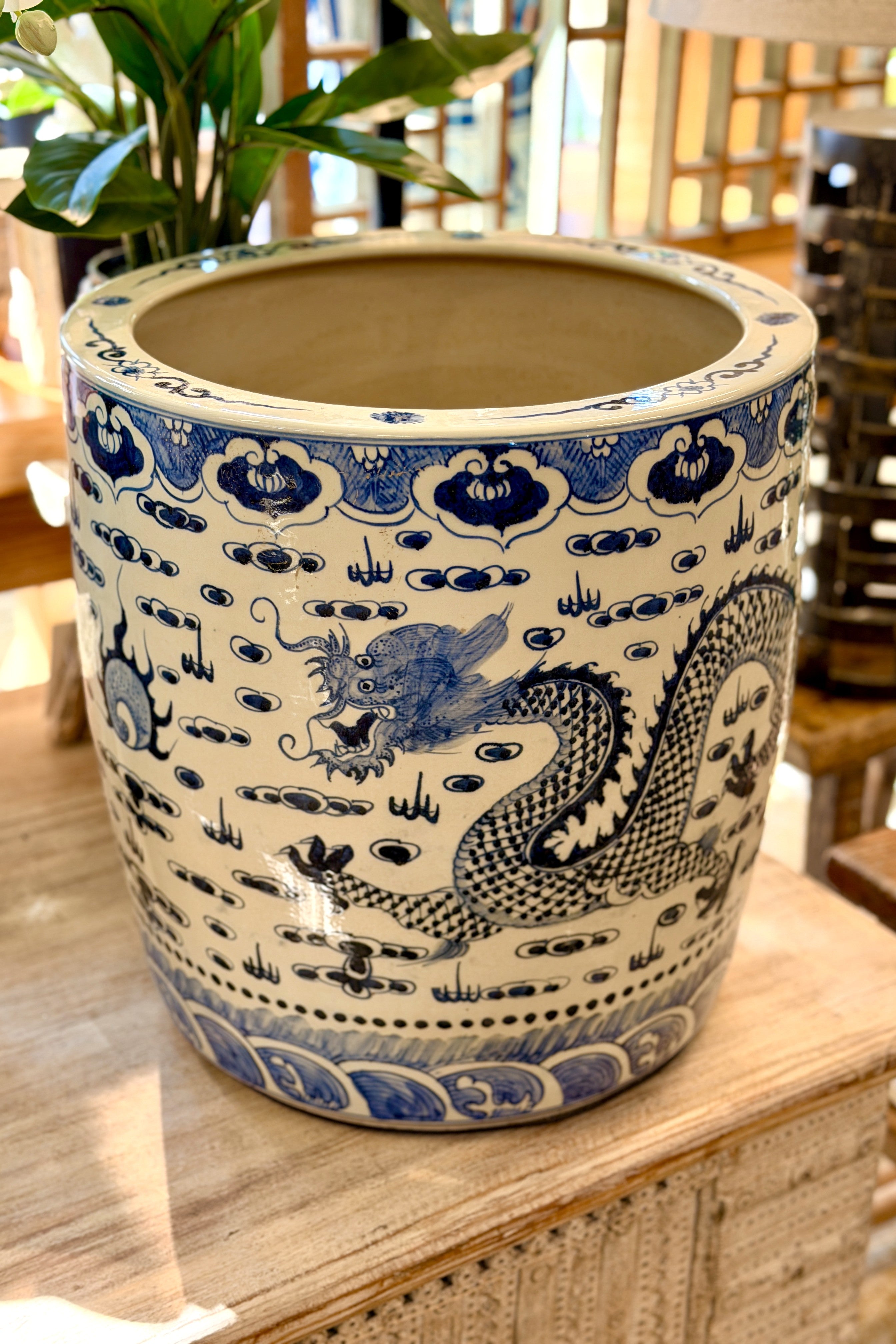 Blue and White Dragon Planter - Magpie Style