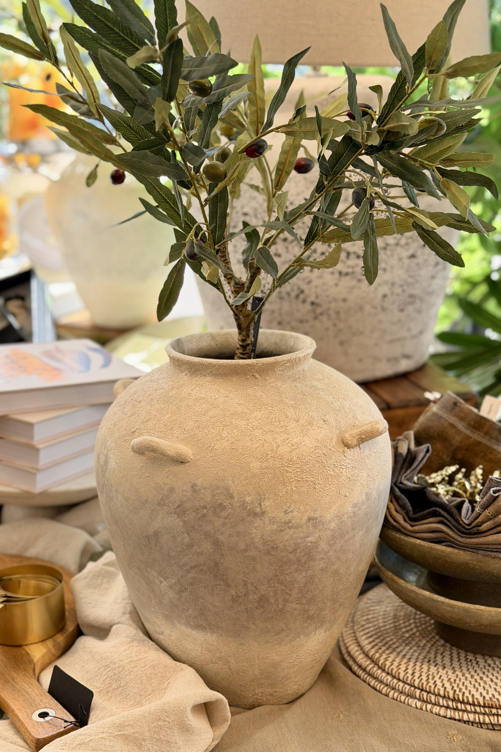 Faux Olive Tree in Stone Pot