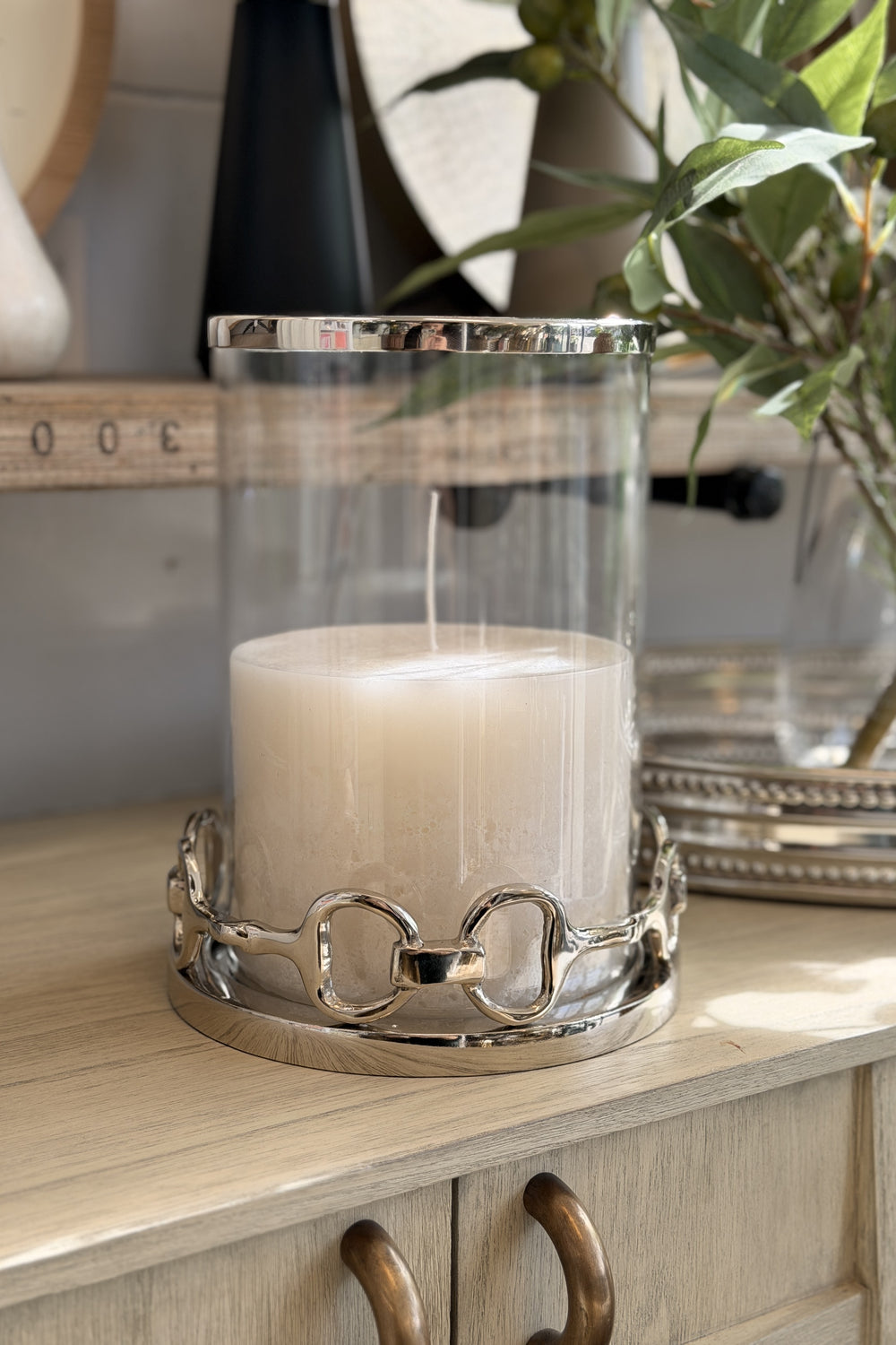 Horsebit Glass Candle Holders - Large
