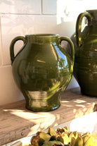 Olive Green Twin Handle Vase - Small - Magpie Style