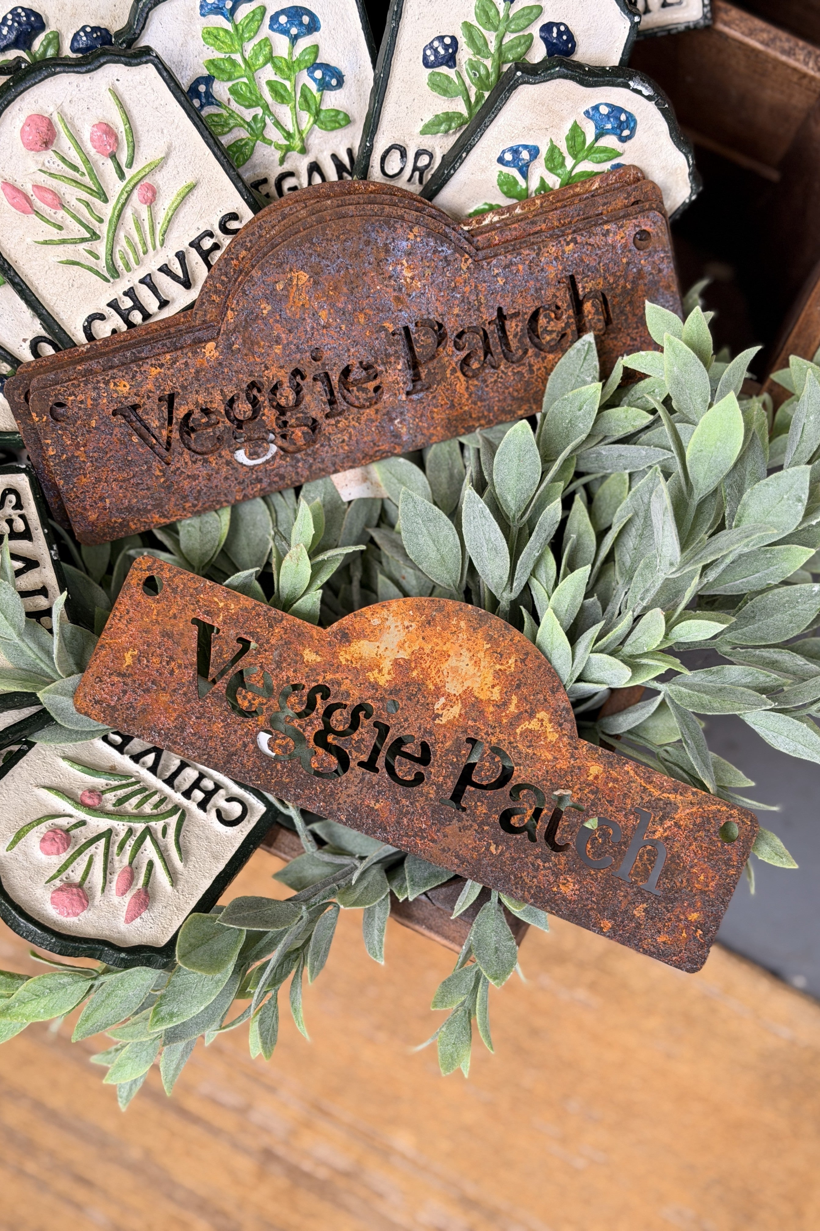 Vege Patch Sign - Rust Finish - Magpie Style
