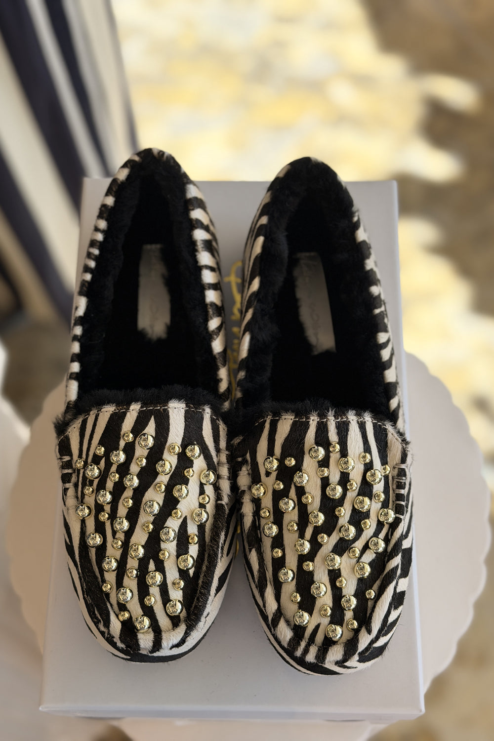 KATHRYN WILSON Park Ave Slipper - Zebra Calf Hair