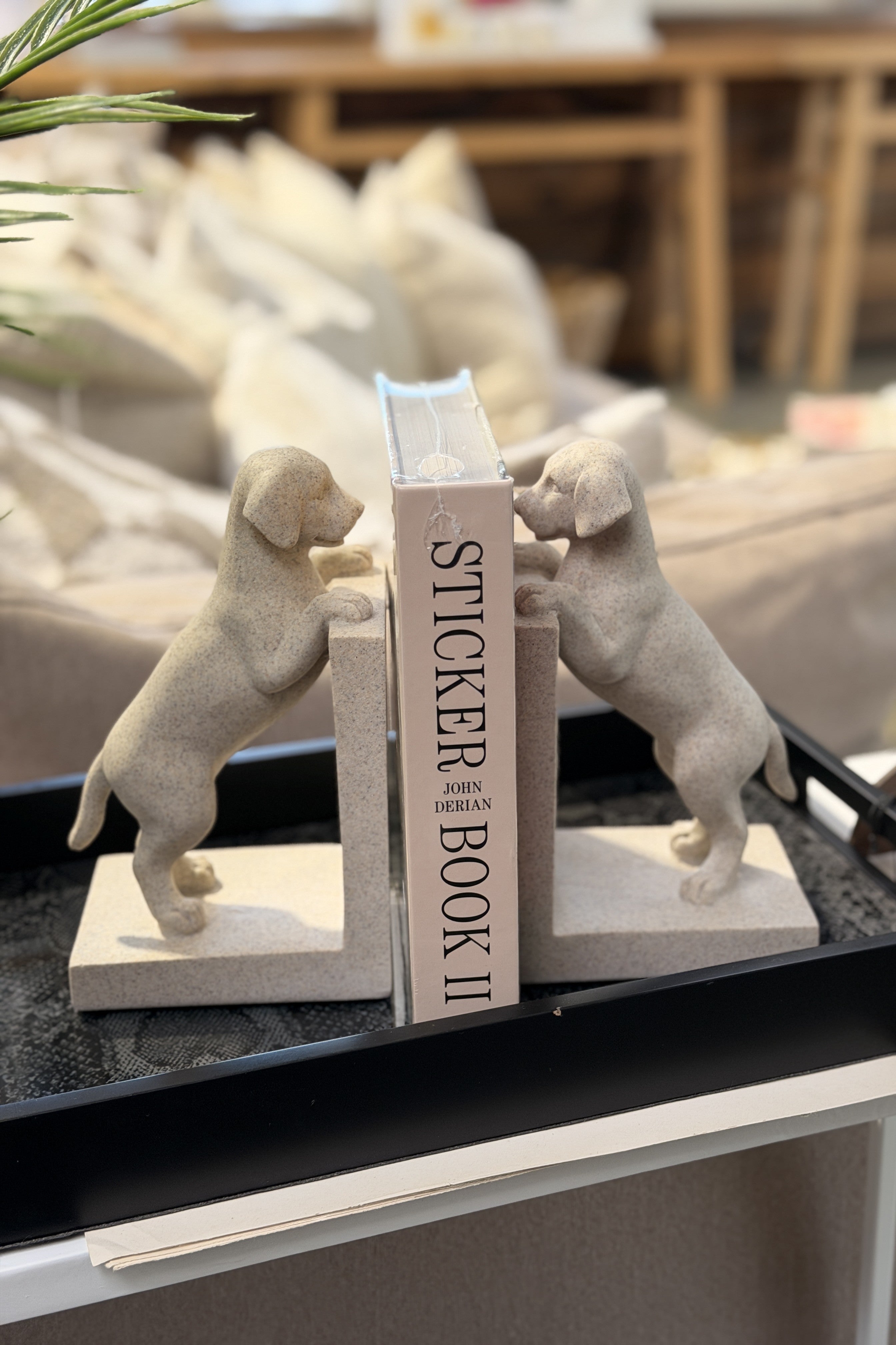Stone Finish Dog Bookends - Magpie Style
