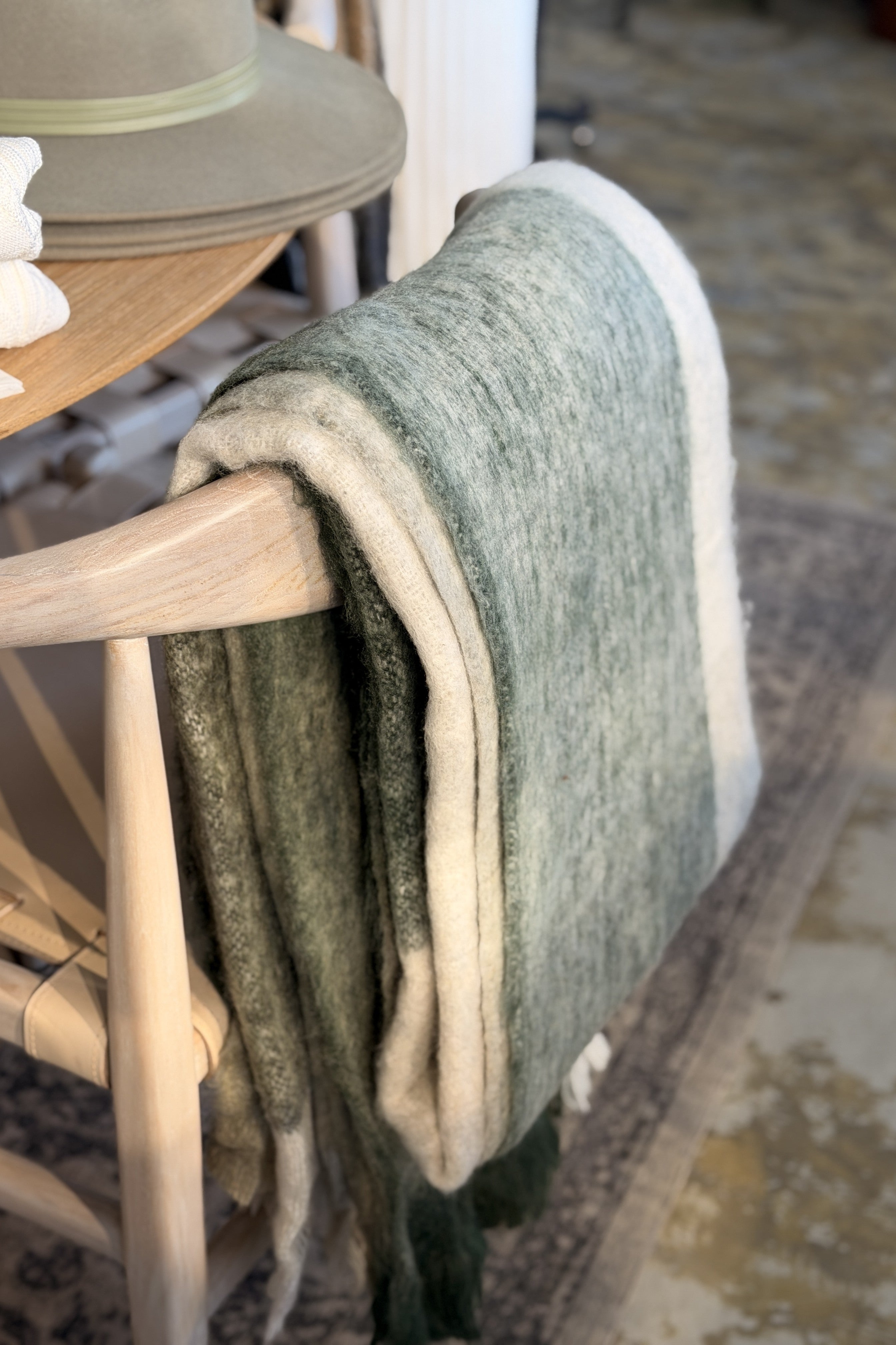 Olive Stripe Woven Throw - Magpie Style