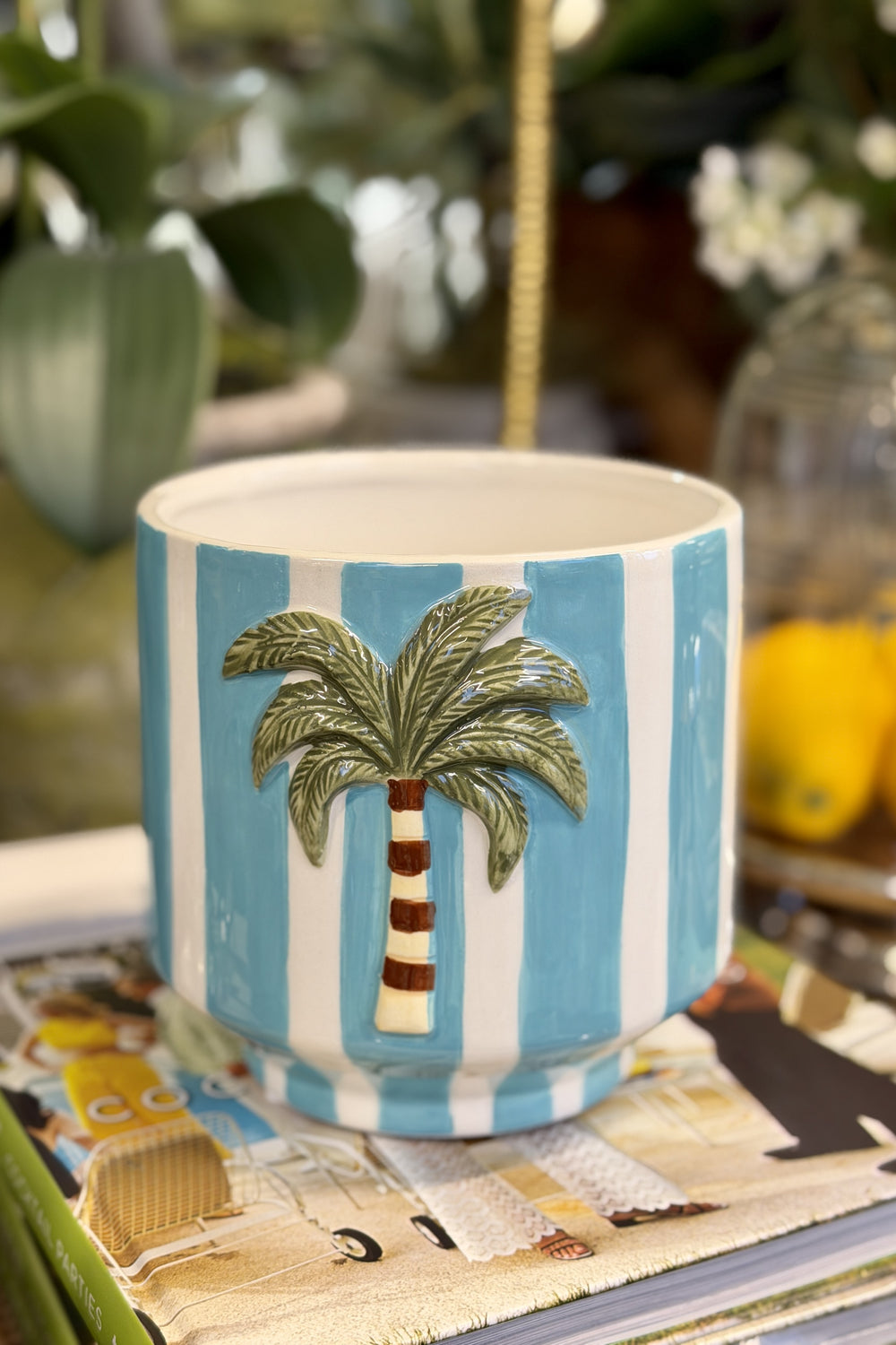 Palm Stripe Planter