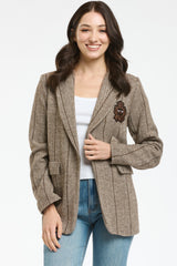 URBAN LUXURY Herrinbone Blazer - Brown