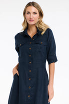 365 DAYS Georgia Linen Dress - Navy - Magpie Style