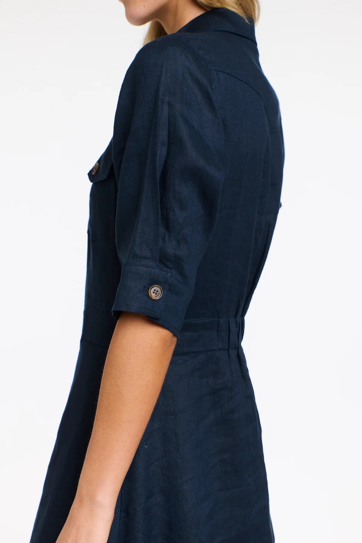365 DAYS Georgia Linen Dress - Navy - Magpie Style