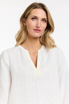 365 DAYS Anika Embroidered Linen Top - White/Natural - Magpie Style