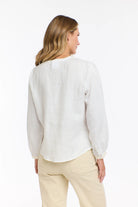 365 DAYS Anika Embroidered Linen Top - White/Natural - Magpie Style