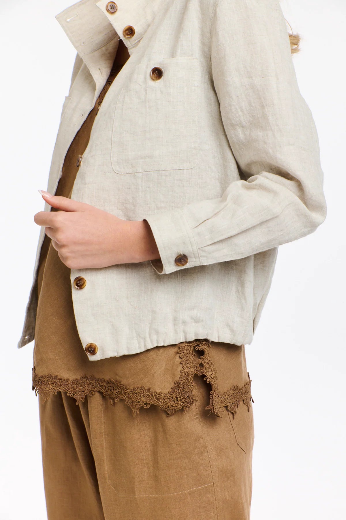 365 DAYS Rowan Linen Bomber Jacket - Natural - Magpie Style