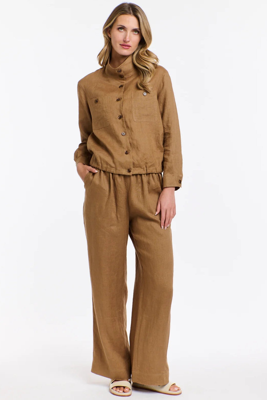 365 DAYS Rowan Linen Bomber Jacket - Toffee - Magpie Style