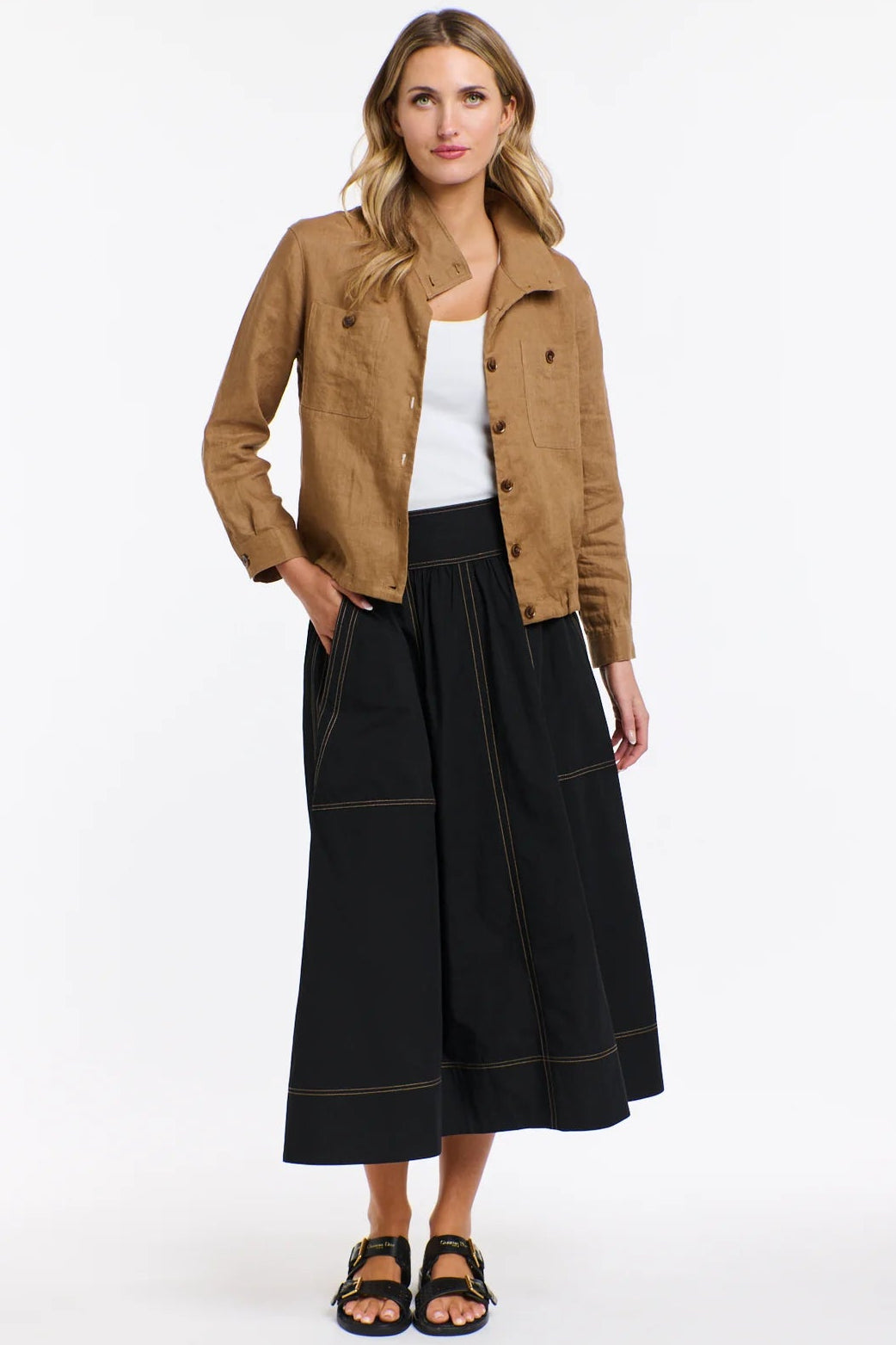 365 DAYS Rowan Linen Bomber Jacket - Toffee - Magpie Style