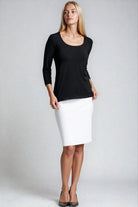 PAULA RYAN Easy Fit 3/4 Sleeve U Shape Neck Top - Eco Vero Black - Paula Ryan