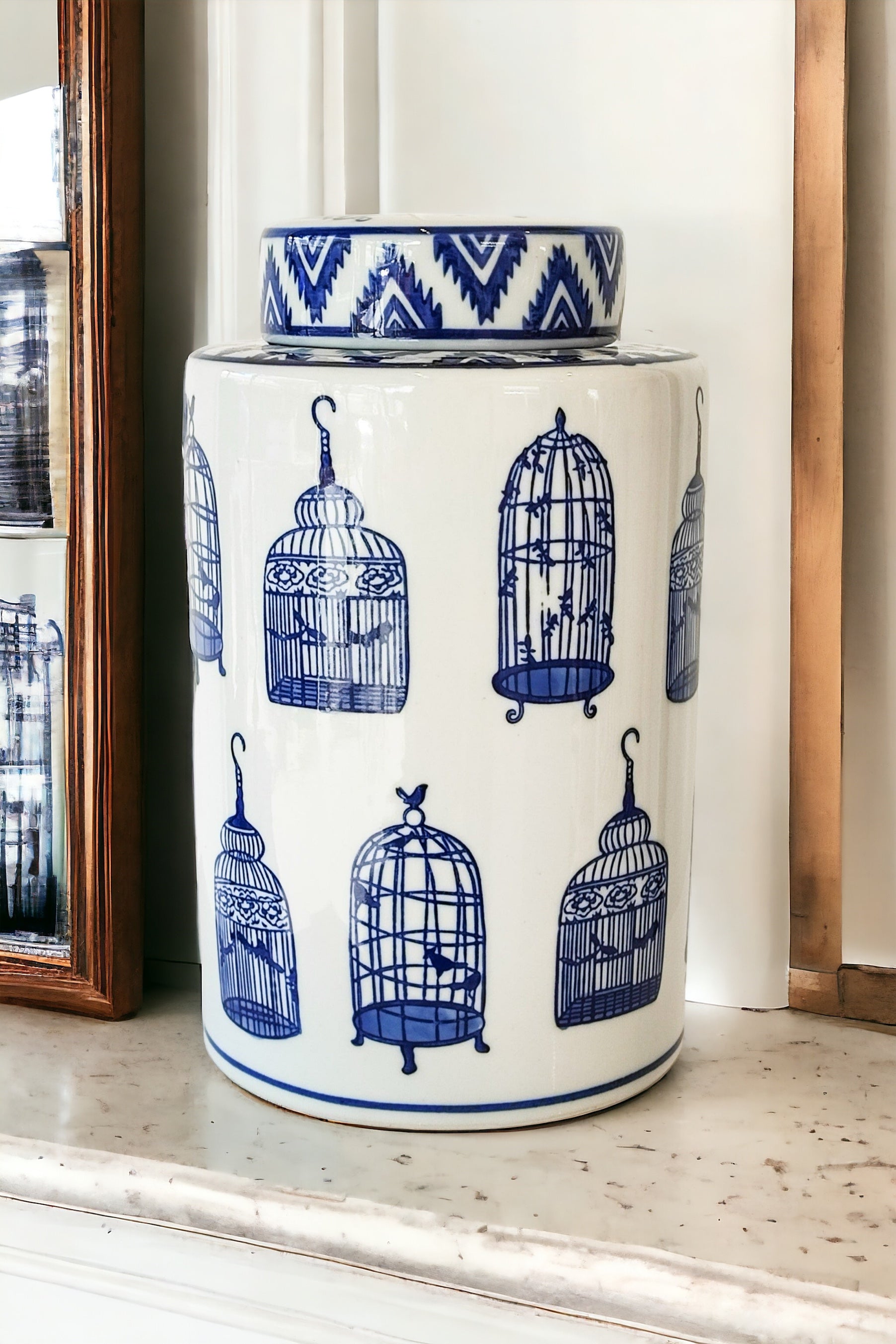 MAGPIE HOME Medium Handpainted Birdcage Jar - Magpie Style