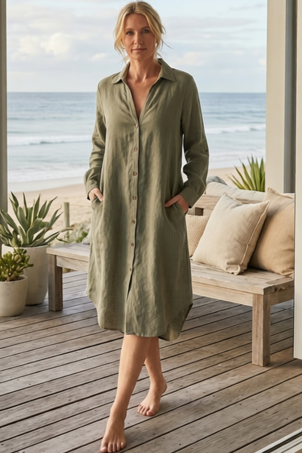 EADIE Fundamental Shirt Dress - Pistachio - Magpie Style