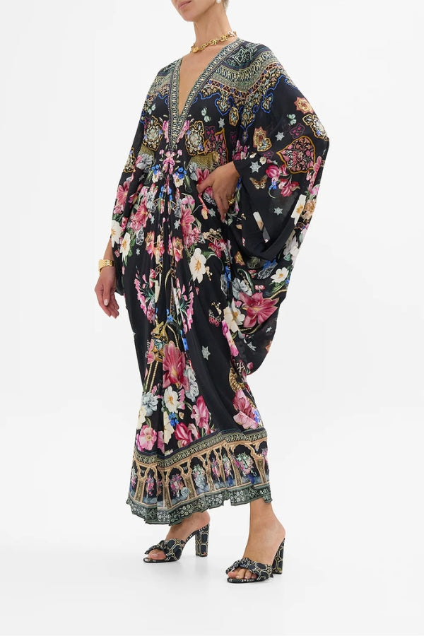 CAMILLA T Shape Long Kaftan Midnight in Monserrate – Magpie Style