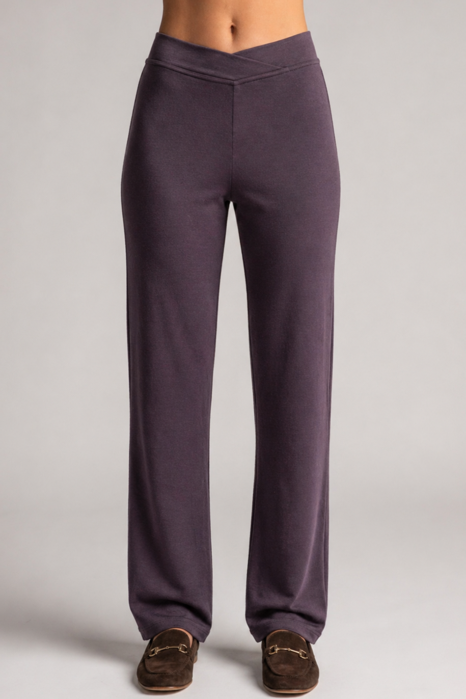 PAULA RYAN Straight Leg Lounge Pant - Merino Cocoa Plum - Paula Ryan