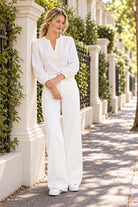 365 DAYS Celeste Tencel Pant - White styled on a sunlit street