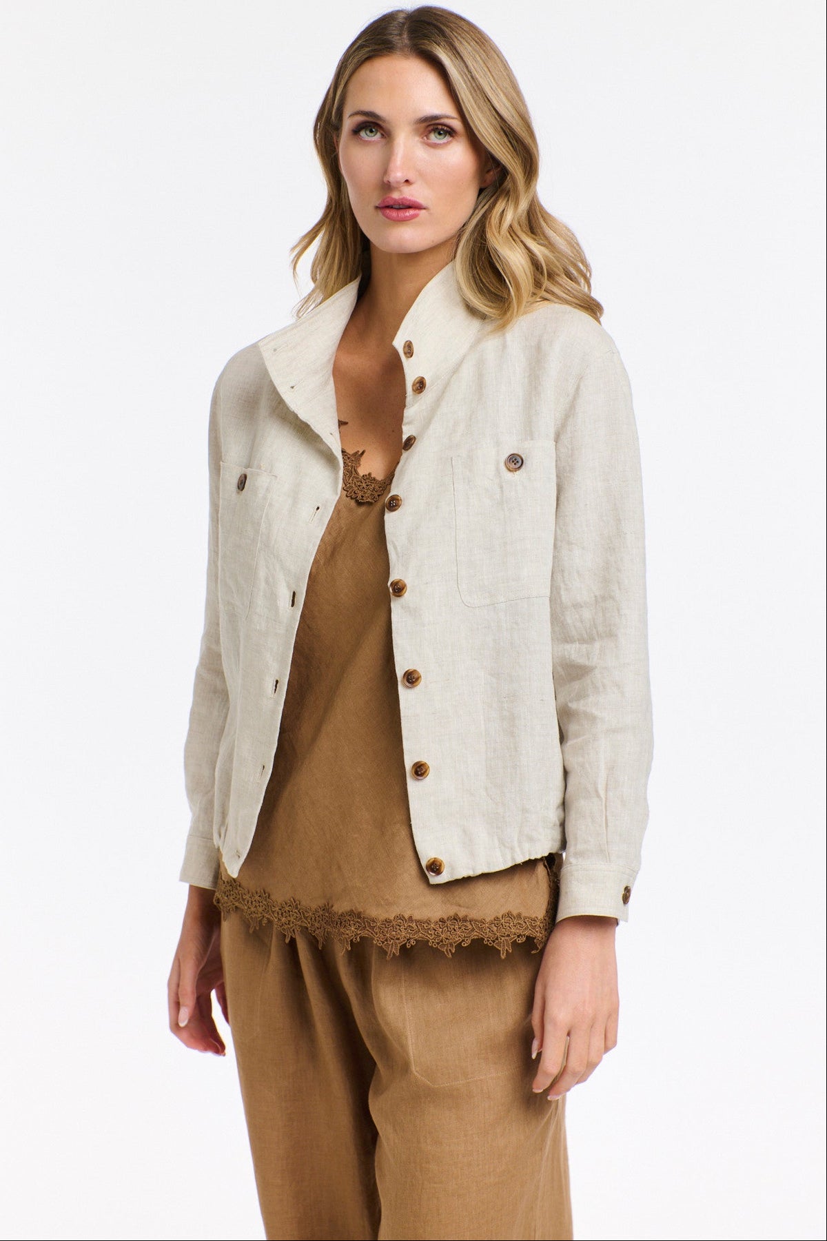 365 DAYS Rowan Linen Bomber Jacket - Natural