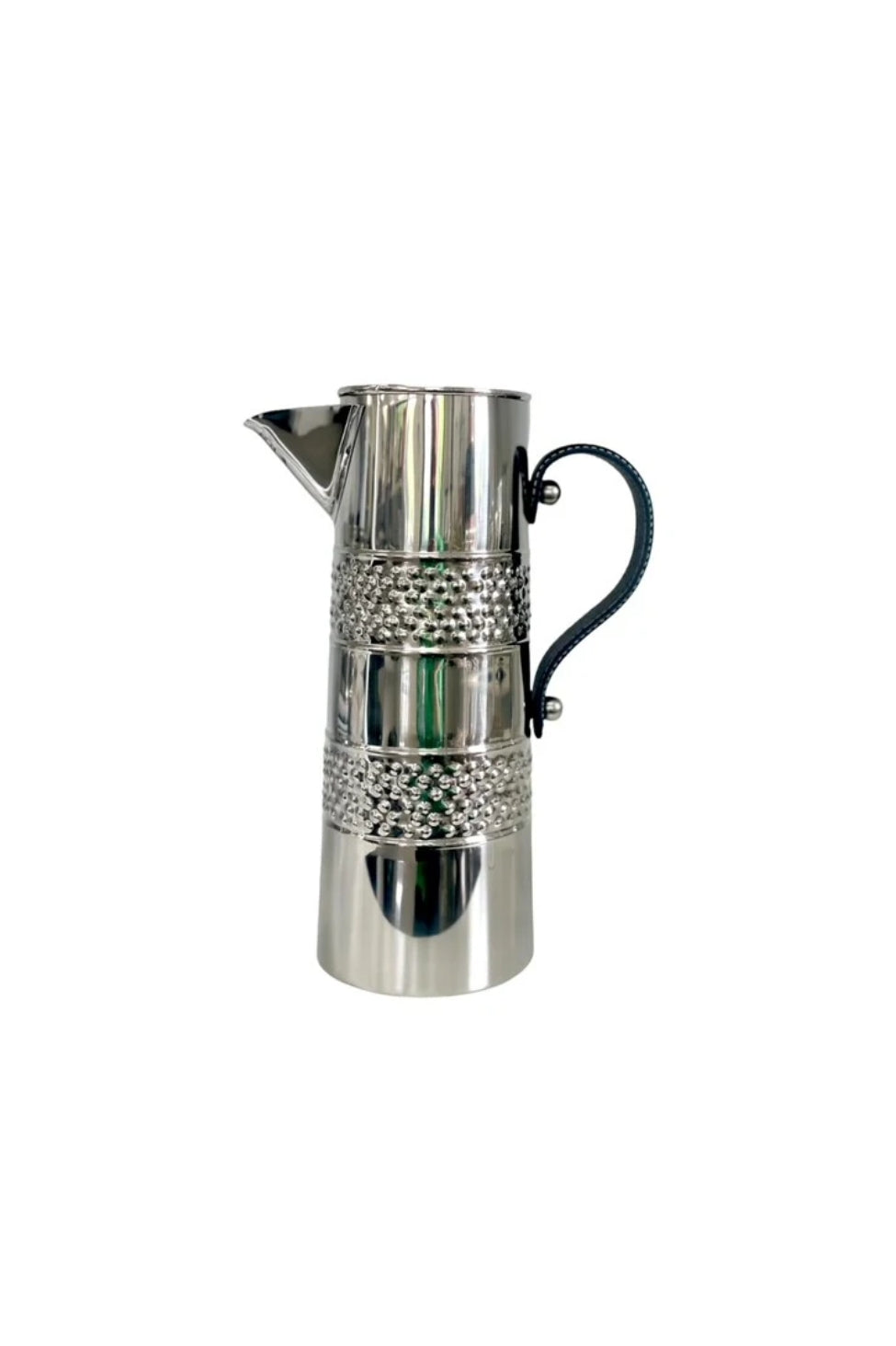 Silver Double Band Jug w/Leather Handle - Large - Magpie Style