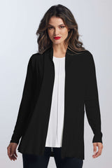 PAULA RYAN ESSENTIALS Easy Fit Panelled Cardigan - MicroModal - Black