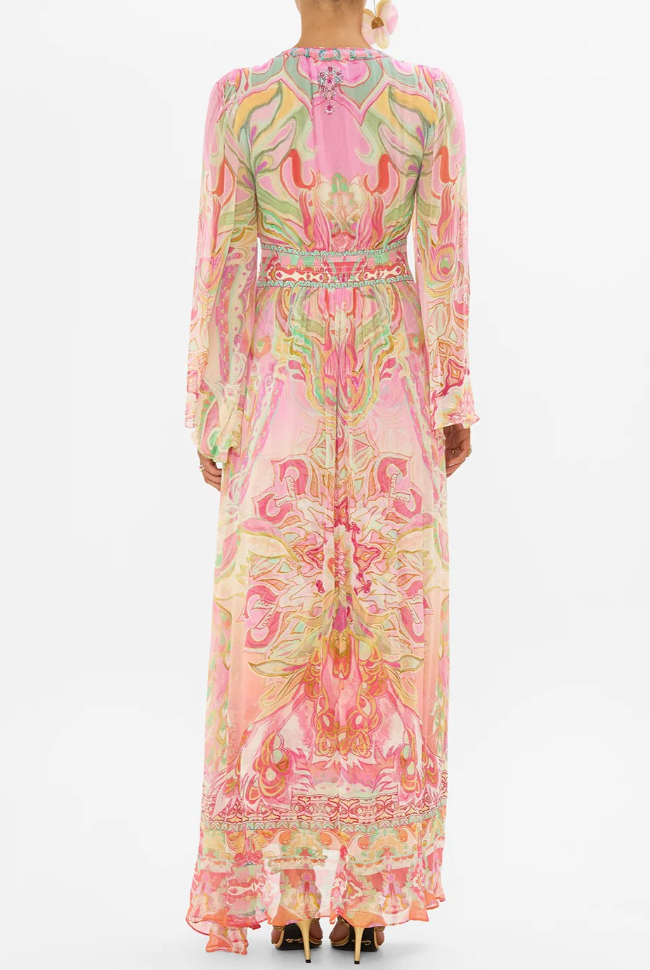CAMILLA - Flared Sleeve Dress Tea With Tuschinksi - Magpie Style