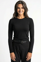 PAULA RYAN Slim Fit Crew Neck Top - Merino Black - Paula Ryan