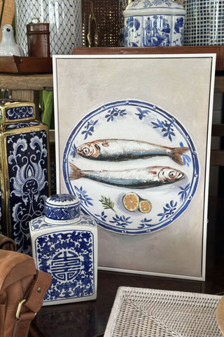 Pescare White Frame Oil Painting