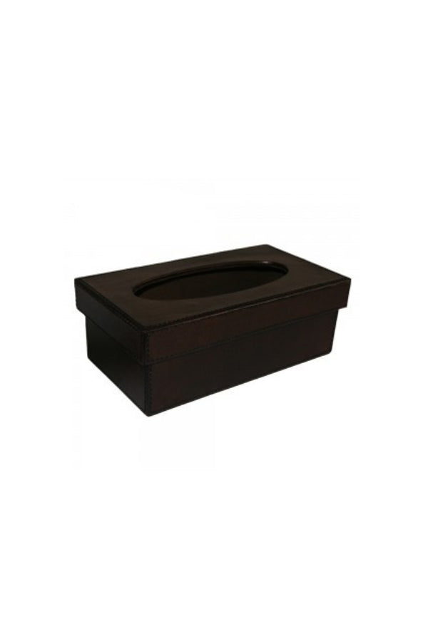 Dark Choc Tissue Box - Leather