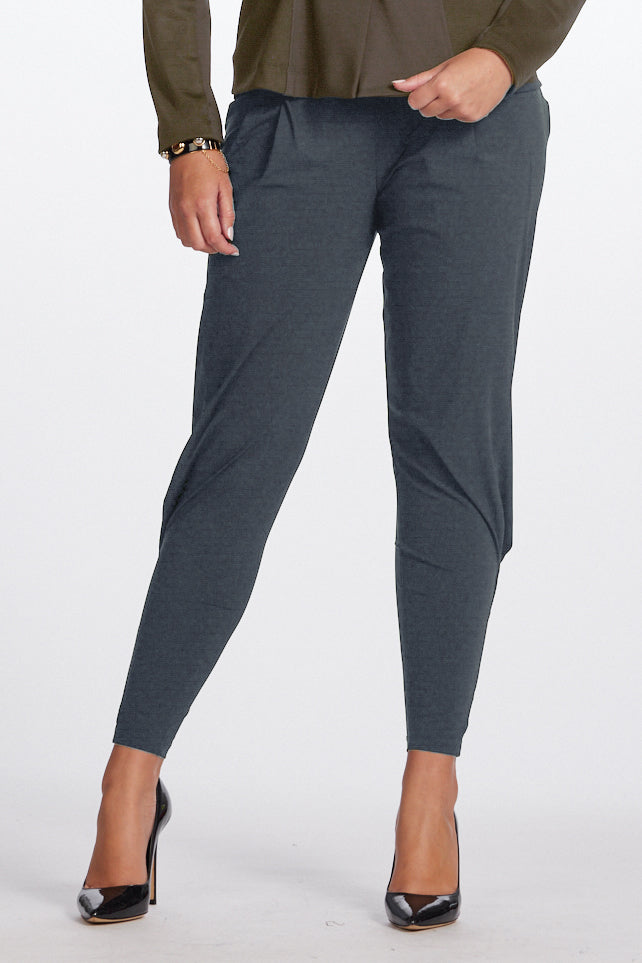 PAULA RYAN Ankle Pleat Merino Basque Pant - Ironsand