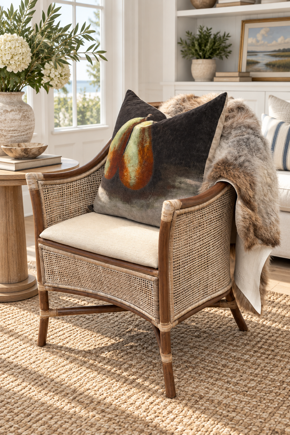 Sanur Armchair - Smoke Grey/White Wash & Oatmeal