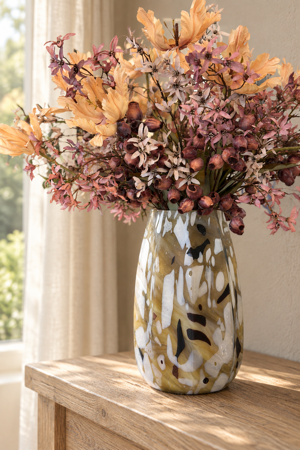Neutral Terrazzo Glass Vase