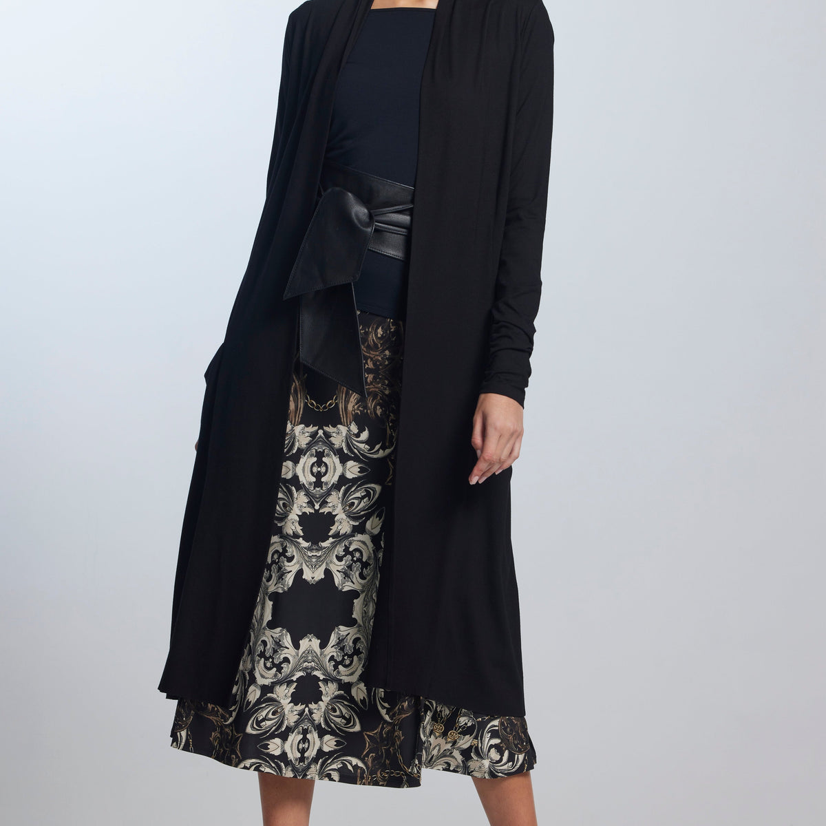 Merino Long line Duster in Black | Paula Ryan – Magpie Style