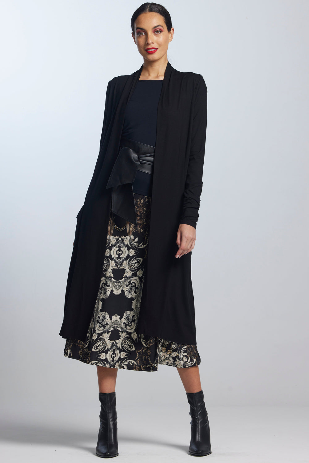 PAULA RYAN Long-line Duster Merino - Black